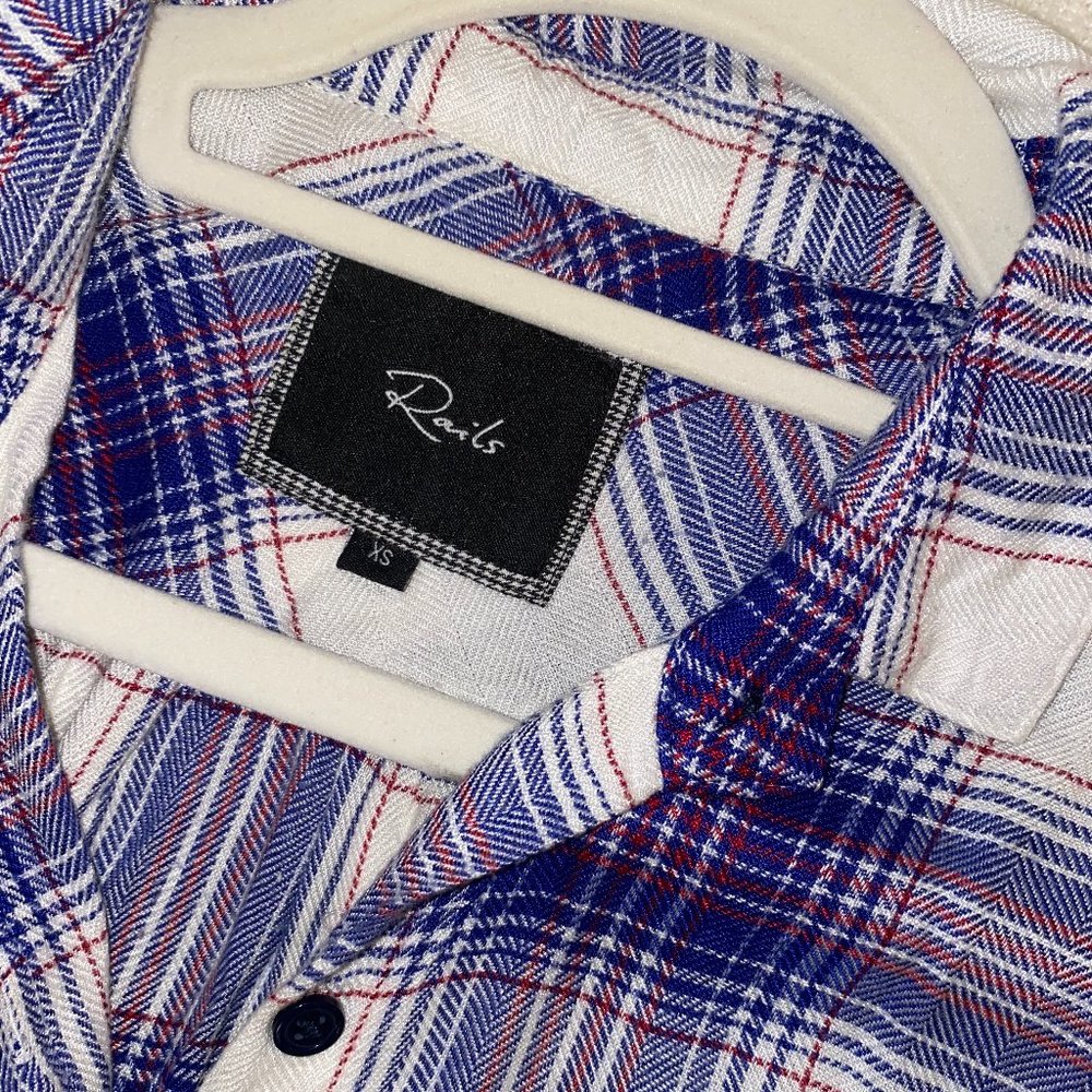 Rails Muscle Flannel Shirt- XS Red White & Blue